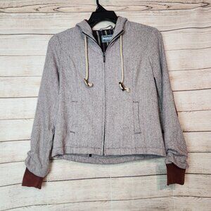 Betabrand Men's Size Small Hoodie Full Zip Leather Elbow Patch Sweater Jacket